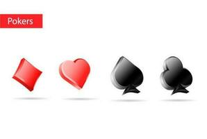 3D playing cards symbols vector