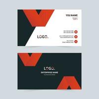 Red and black v shape business card template  vector