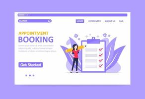 Purple toned appointment booking landing page vector