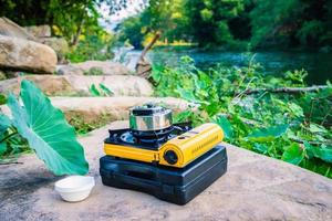 Gas stove and teapot photo