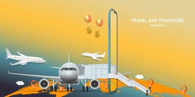 Booking travel on mobile concept vector
