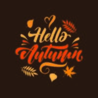 hola otoño con hojas de otoño vector