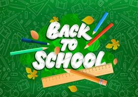 Back to school text drawing by chalk.  vector