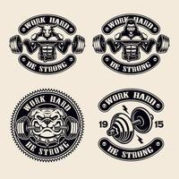 Set of badges, shirt print for gym theme vector