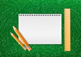 Notebook with pencil and liner  vector