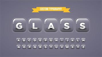 Rounded Square Glass 3D Typography Design vector