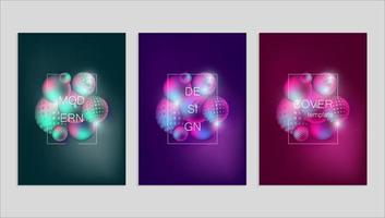 Set of creative covers with 3D balls. vector