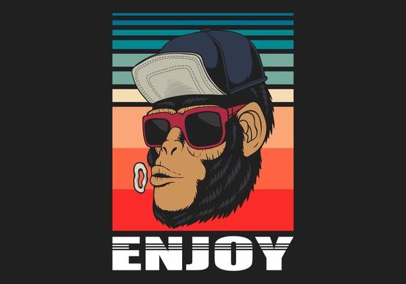 Enjoy Monkey Retro Rectangle Design