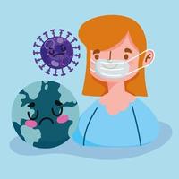 Girl with medical mask  vector