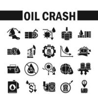 conjunto de iconos de crisis de caída del precio del petróleo vector