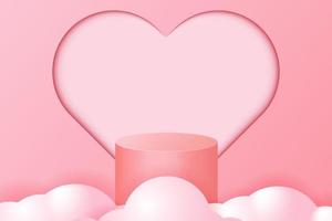 3d pink empty cylinder with heart vector