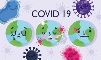 Covid 19 virus pandemic poster design with worlds