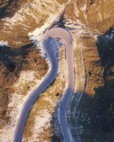 Aerial view of curvy road photo