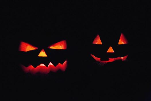 Illuminated Jack-o-lantern lights photo