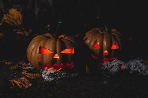 Two Jack o'lantern lamps photo