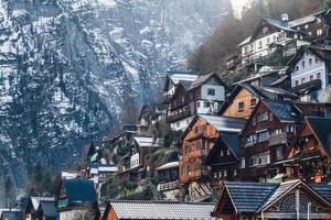 Wooden houses on mountain photo