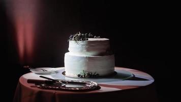 Two layered white cake photo