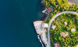 Aerial view of coastal village photo