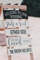 Black and white wedding signage photo