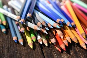 Close up set of colored pencils photo