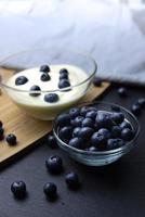 Blueberries and yogurt photo