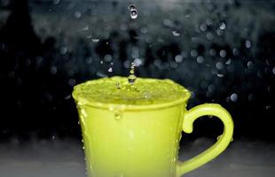 Yellow ceramic mug with water  photo