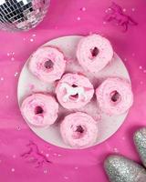 Six pink doughnuts photo