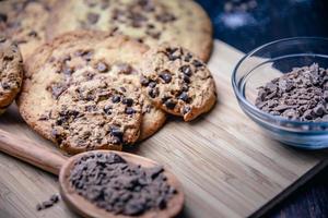 Chocolate chip cookies with ingredients photo