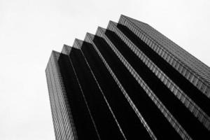 Black and white photo of skyscraper