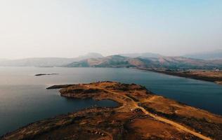 Aerial view of an island photo