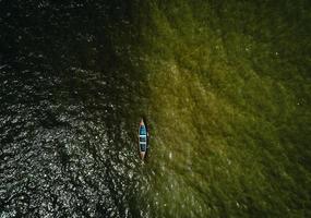 Aerial view of boat on water photo