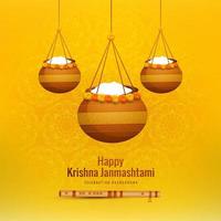 Happy janmashtami hanging pot design vector