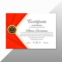 certificado de reconocimiento creativo de ángulo rojo vector