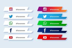 conjunto de banner en ángulo inferior del tercer tercio de las redes sociales vector