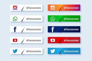 conjunto de banner popular del tercer rectángulo inferior de las redes sociales vector