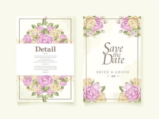 Watercolor rose wedding save the date template