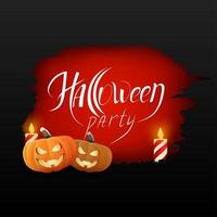Helloween party red grunge banner with pumpkins vector