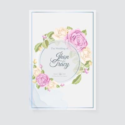 Blue circle floral frame save the date
