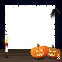 Halloween blank paper with pumpkins on table vector