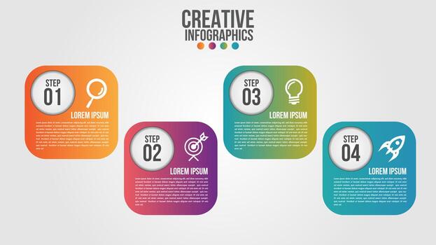 Infographic timeline with rounded gradient squares vector