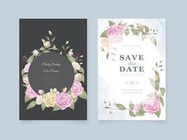 Wedding save the date with circular rose frame vector