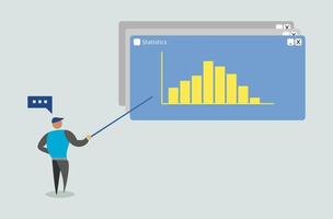 hombre mostrando ventas aumentan y disminuyen datos vector