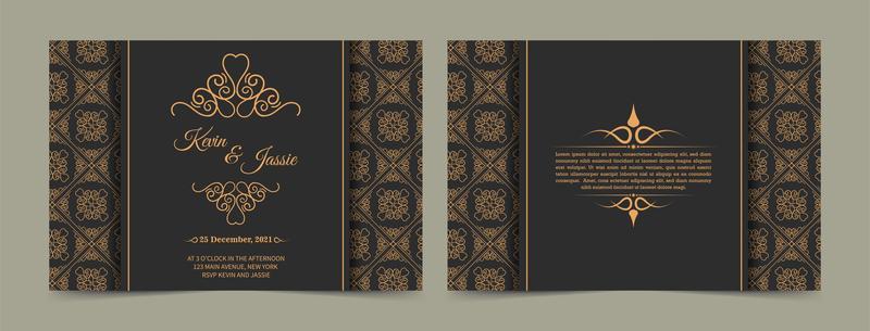 Vintage gold and gray invitation card template