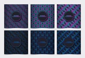 Dark gradient color pattern card set vector