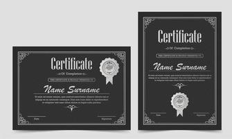 Dark classic certificate set vector