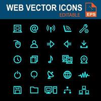 conjunto de iconos para web en color cian vector