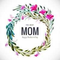 Happy mother's day flower and leaf frame card vector