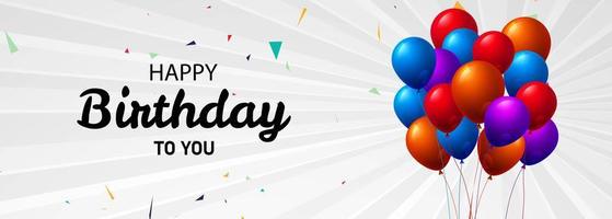 Happy birthday  banner with colorful balloon bouquet vector