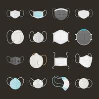 Cartoon style medical mask set vector