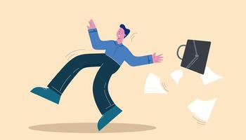 Slipped business man falling with briefcase vector